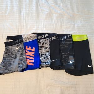 Lot of 5 Nike Pro Spandex Shorts